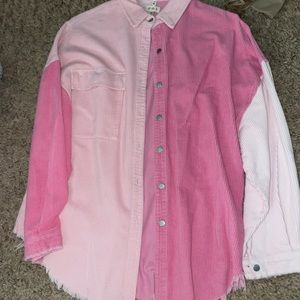 POL pink colorblock oversized shacket. Size M but runs very oversized.